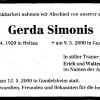 Simonis Gerda 1920-2000 Todesanzeige